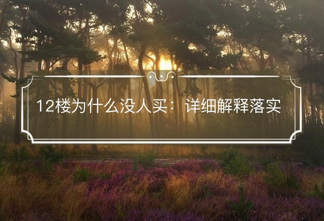 12楼为什么没人买