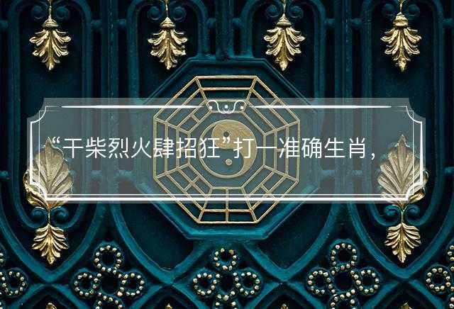 干柴烈火肆招狂打一准确生肖，最佳释义解释词语落实