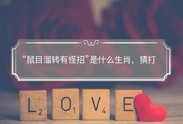 鼠目溜转有怪招是什么生肖，猜打一正确生肖精选答案解释落实