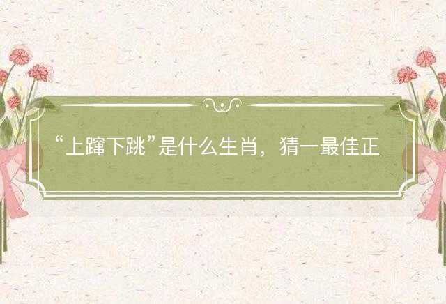 上蹿下跳是什么生肖，猜一最佳正确生肖最佳解答解释释义落实