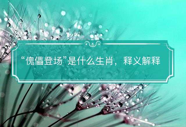傀儡登场是什么生肖，释义解释成语落实