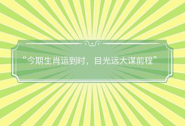 今期生肖运到时，目光远大谋前程是什么生肖，成语词义解释落实