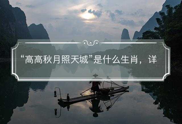 高高秋月照天城是什么生肖，详细释义解释落实