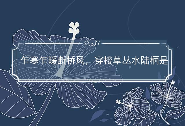 乍寒乍暖断桥风，穿梭草丛水陆柄是什么生肖，释义词典落实解释解义