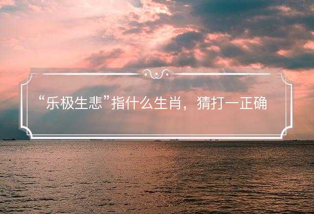 乐极生悲指什么生肖，猜打一正确生肖最佳词语解释落实