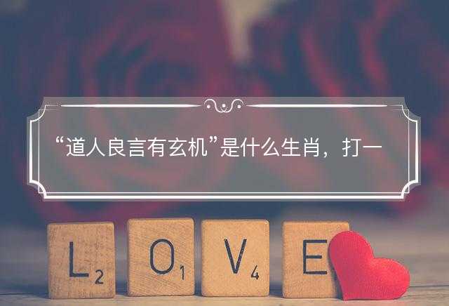 道人良言有玄机是什么生肖，打一最佳准确生肖成语解析释义解释落实