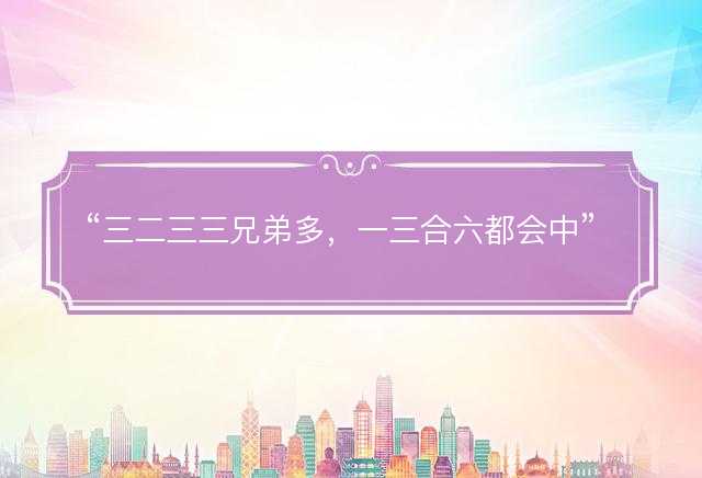 三二三三兄弟多，一三合六都会中是什么生肖，打一最佳正确生肖，词语释义解释落实