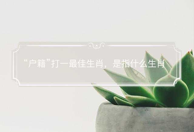 户籍打一最佳生肖，是指什么生肖，词语解答解释落实