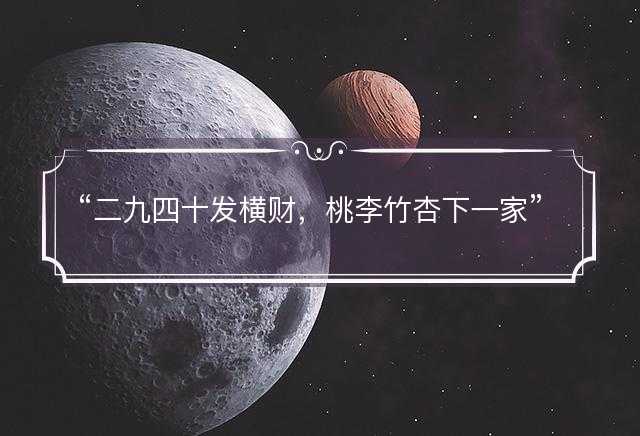 二九四十发横财，桃李竹杏下一家是指什么生肖，打一最佳正确生肖答案解释释义落实