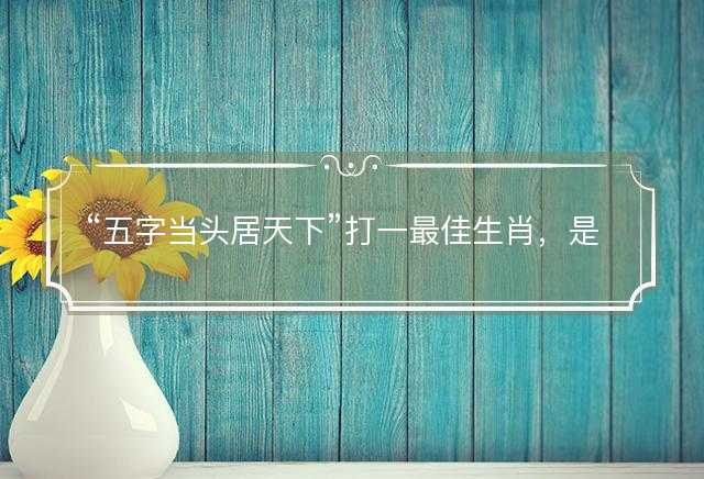 五字当头居天下打一最佳生肖，是指什么生肖，词语解答解释落实