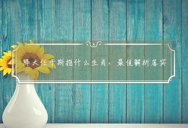 降大任于斯指什么生肖，最佳解析落实