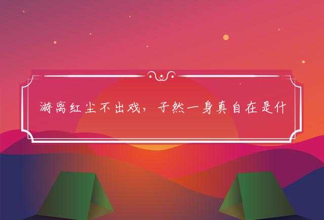 游离红尘不出戏，子然一身真自在是什么生肖，最佳解析落实