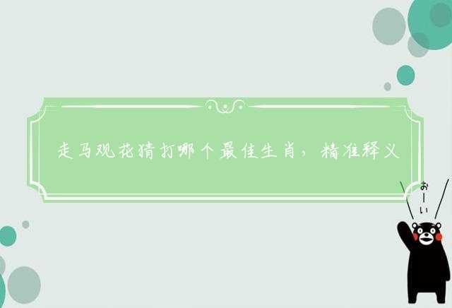 走马观花猜打哪个最佳生肖，精准释义词语解释
