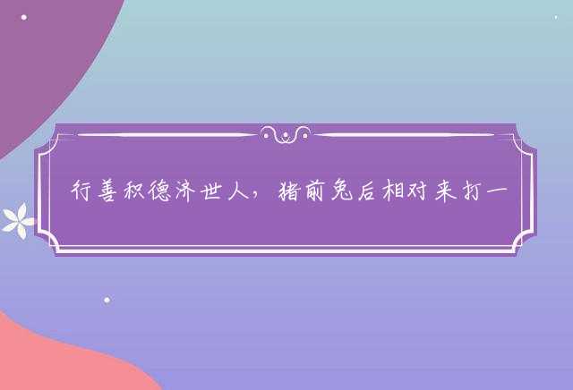 行善积德济世人，猪前兔后相对来打一最佳精确生肖词语,释义成语理解解释